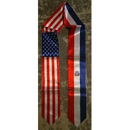 Unbranded Dominican Republic and USA Combo Flag Graduation Stole, 5in W, 74in L