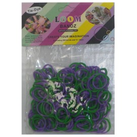 Infinite Possibilites Tie Dye 300 Loom Bands With 12 Clips - Purple/Green Mix