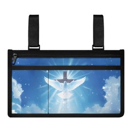 ZOUTAIRONG Sky Cross Wheelchair Side Bag, Wheelchair Armrest Pouch Accessories with Cup Holder, Storage Bag for Walker, Rollator, Electric Scooter Wheelchairs, Ideal Gift for Father's Day