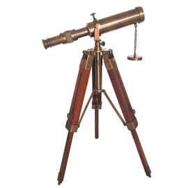Nautical Maritime Brass Telescope with Tripod Vintage Brass Décor Table Top Wooden Tripod Home & Office Decor