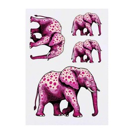 4 x 'Pink Spotted Elephant' Temporary Tattoos - Water Resistant, Skin-Safe, Non-Toxic Transfers, Mixed Sizes (TO00076136)