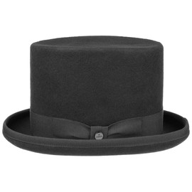 LIERYS Men's Wool Felt Top Hat - Wedding Hat Made in Italy - Men's Hat with Satin Lining - Groom Hat Summer / Winter, black