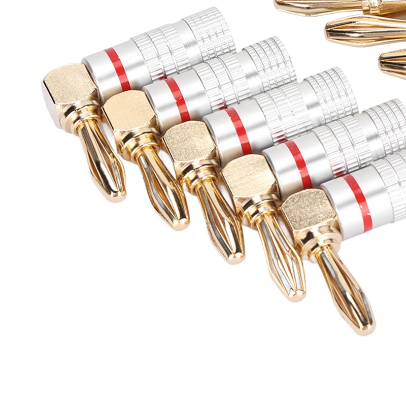 10 Pcs Banana Plugs 24K Copper Gold Plated Aluminum Case