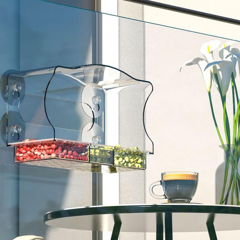 Window Bird Feeder with Strong Suction Cups - Clear Acrylic