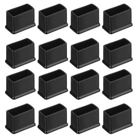 QUARKZMAN Pack of 16 PVC Square Chair Leg Caps, 30 mm x 15 mm OD Black Furniture Feet Pads, Table Foot Covers, Floor Protectors for Patio Table, Cabinet, Bed Furniture