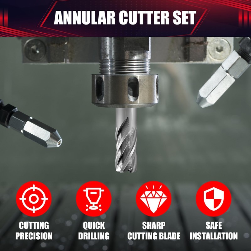 wesleydrill 8PCS Annular Cutter Set,Magnetic Drill Press Bits,1" Cutting Depth,3/4"
