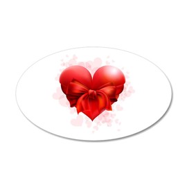 Truly Teague 35x21 Oval Wall Vinyl Sticker Heart with Red Bow