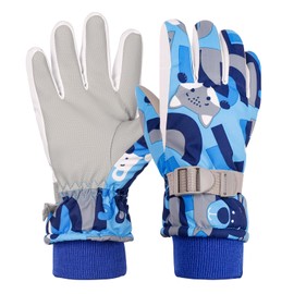 Gukasxi Children's Ski Gloves Waterproof and Windproof Snow Gloves Winter Fleece Cycling Gloves for Boys / Girls Winter Gloves for Winter Sports Skiing Snowboarding Hiking Cycling