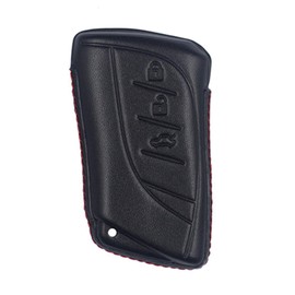 M.JVisun Men Women Genuine Leather Key Fob Cover For Lexus ES200 ES250 ES260 ES300h ES350 GX460 LC500 LC500h LS350 LS500 LS500h LX600 NX300h UX200 UX250h UX260h Car Key Case With Keychain - Black