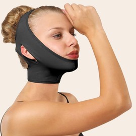 VERALY.MX Banda Compresión Faja Mentonera Papada Cuello Vendaje Postquirúrgico con Correa para la Barbilla Ajustable Comoda Transpirable Versátil Ajuste Papada y Levantamiento Mentón (Beige, S)