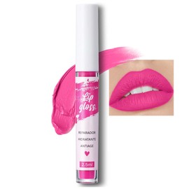 Lipstick Liquid, Cute Neon Pink Liquid Lipstick, Lip Gloss Full Matte Waterproof, Non-Transferred & Non Stick Cup