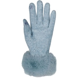 styleBREAKER 09010038 Women's Touchscreen Gloves Plain with Faux Fur Trim, Warm Finger Gloves, Winter, lightblue