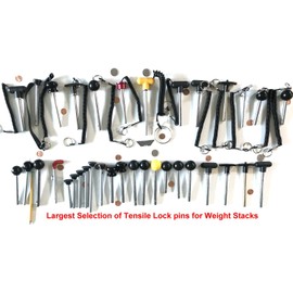 (Lot of 8) Magnetic Pin, Tensile (3/8" Dia 4-1/4" Locking Space) w/ Black T Handle Knob and Jumbo Lanyard/Holder- Universal Weight Stack Replacement SELECTOR Key - Detent Hitch Locking PINS || by SBD