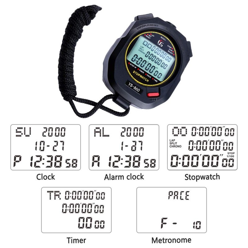 LAOPAO Stopwatch, 1/100 seconds Precision 60 Memories Large Display Daily