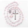 HMH Religious 8mm Round Pink Capped Bead Rosary with Pink