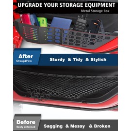 Metal Front Door Storage Box for Jeep Wrangler JL JLU 4XE 2018-2024 Jeep Gladiator JT 2020-2024 Metal Door Net Pocket Replacement Jeep Wrangler Accessories 2PCS