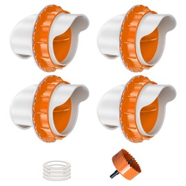 ZenxyHoC DIY Chicken Feeders No Waste, 4 Ports Poultry Feeder with Hole Saw for Buckets Troughs Orange