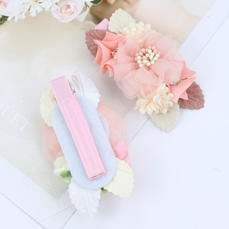 Dizila 6 Pieces Delicate Handmade Rose Flower Hair Bows Fully