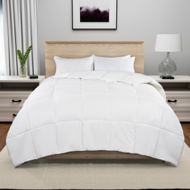Serta Memory Flex Full/Queen Size Comforter, All Season Duvet Insert, Breathable and Stain Resistant Down Alternative Comforter, Machine Washable, 90 in x 90 in, White