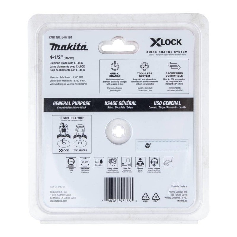 Makita X-Lock 4-1/2In Segmented Diamond Blade For Masonry Cutting