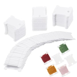 OZUXWOW Plastic Silk Bobbins Thread Card, Pack of 100 Cross Stitch Embroidery Thread Cards Floss Bobbins Card Holder Cross Stitch Thread Organiser for Yarn Storage