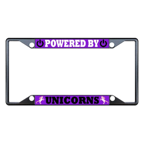 Fastasticdeals Powered by Unicorns Animal License Plate Frame Tag Holder Cover
