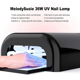 MelodySusie 36W Nail Lamp for 3D Printer UV Resin, Pro04 Professional Gel Nail Polish Curing Lamp with 3 Timer Setting, Sliding Tray for Manicure Pedicure Resin, Black