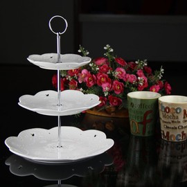 1Set Metal 3 Tier Party Wedding Cupcake Fruit Heavy Plate Stand Centre Handle Fittings Round Drill Round Hardware Rod (Gold)