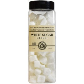 India Tree Non-GMO Fair Trade White Sugar Cubes - 1.1 lb Container - Pure Cane Sugar Rough-Cut Cubes for Coffee, Tea, Cocktails, Beverages, and Entertaining