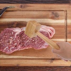 PRETYZOOM Kitchen Wooden Meat Tenderizer Mallet, Wooden Chicken Poultry Pounder Steak Hammer Marinating Prep Tool