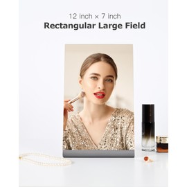 NEZZOE Rectangular Makeup Mirror for Desk, 12 inch Aluminum Table Mirror, Counter Mirror, Vanity Mirror for Bedroom, Bathroom, Dorm, Space Black