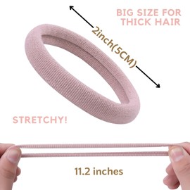 60 Pcs 2 Inch Neutrals No Damage Hair Ties for Women Thick Hair, Large Soft Seamless Nylon Fabric Hair Ties Ponytail Hair Holders Hair Elastics Hair Band for Women