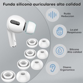 OSALOLO Almohadillas de Repuesto para AirPods Pro, 10 Pares, Silicona, 4 Tamaños XS/S/M/L, con Estuche, Cancelación de Ruido