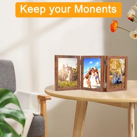 Czemo Collage Picture Frame, 10 x 15 cm, Wood, Frame for 6 Photos, Foldable, Double Portrait Frame, Decorative Gifts for Desk, Family, Wedding