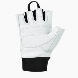 Weight Lifting Gym Padded Leather Training Workout Fitness Double Strap Gloves, Finger Less Gloves for Weight Lifting, Cross Training, Calisthenics, Cycling and Other Sports (White, Medium)
