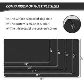 LERYG Large Tabletop Game Playmat,Poker Mat，Water and Stain Resistant Non-Slip Desk Mat,Mahjong Mat,Card and Roleplaying Games MAT Thick Stitched Edge Cushioned Rubber Mat(180 * 90cm*2mm) Black