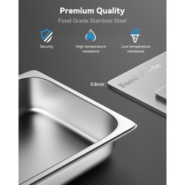 ZeroPone Hotel Pan 2.5" Deep Steam Table Pan 4 Pack Full Size with Lid Hotel Pan 22 Gauge Stainless Steel Anti Jam Steam Table Pan