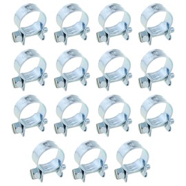 Heyous 15PCS 14-16mm Mini Hose Clamps Gas Line Hose Clamp Adjustable Pipe Hose Clamp Metal Iron Hose Clamp with Hexagonal Screw for Securing Pipeline and Fuel Line