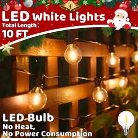10FT LED Outdoor String Lights - Waterproof Patio Lights Shatterproof G40 Edison Globe Bulb, Connectable Hanging Outdoor String Lighting for Indoor Backyard Yard Gazebo Porch Party Decor - SOLROS