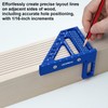 3D Multi-Angle Aluminum Alloy Woodworking Square Ruler, 22.5-90 Degree Protractor,