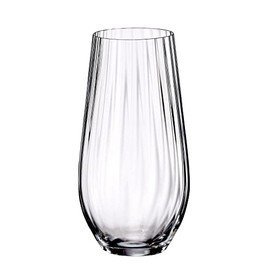 Czech Bohemian Crystal Glass Set of 6 Highball Tumblers 20oz./580ml. Cocktails, Wine, Juice, Water Elegant Optic Design Birthday Wedding Housewarming Anniversary