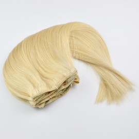 Tressmatch® 16”-18" Remy (Remi) Human Hair Clip in Extensions Light/bleach Blonde (Color #613) 9 Pieces(pcs) Full Head Volume Set [Set Weight: 4.1oz/115grams]