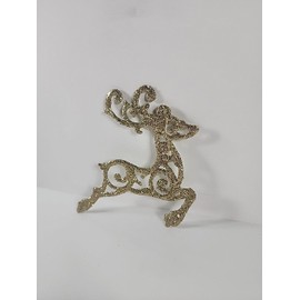Glitter Gold Reindeer Christmas Ornaments Gold                               E6