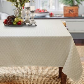 CAIT CHAPMAN HOME COLLECTION Yarn Dyed Metallic Geometry Tablecloth (60" x 120" Rectangle, Champagne)