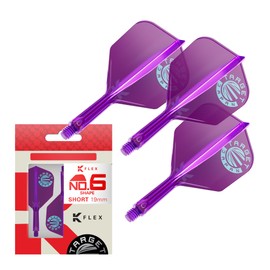 TARGET Japan K Flex Dart Flights and Shaft System, No.6 | Pack of 3 Kflex All In One Flight, Purple Limited Edition Darts Accessories | K-Flex Dart Stem – Short (19mm)