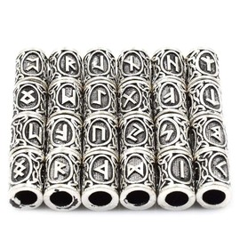 Queta Kit of Rune Viking Beads for Beard and Rubber Bands (CLR: Silver)