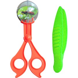 Galyacht 2Pcs Orange and Green Bug Insect Catcher Scissors Tongs Tweezers Clamp Cleaning Tool Nature Exploration Toys