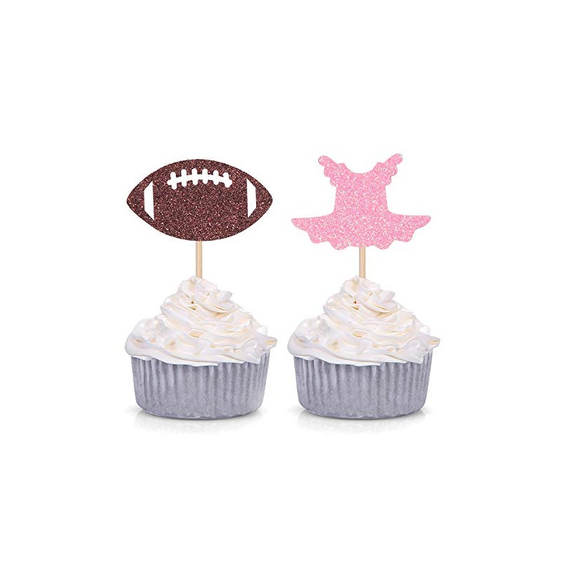 Tutu or Football Cupcake Toppers for Gender Reveal Party Decorations