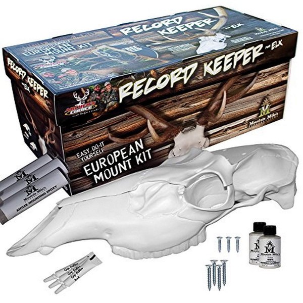Mountain Mike’s - Record Keeper Elk Antler Mounting Kit - European-Style Mount Kit for Antlers - Keeps Your Record Status Antlers Intact - Mounts Antlers On Skull Plate - White