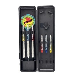 Karella Darts Comic-Line 80% Tungsten Professional Steel Darts, 5 Models, 21-24 g, Dimensionally Stable Polycarbon Shafts, Flights 100 Micron, Darts Including Replacement Shafts and PVC Box (CL-4 23 g